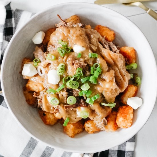 Shredded Beef Tater Tot Poutine