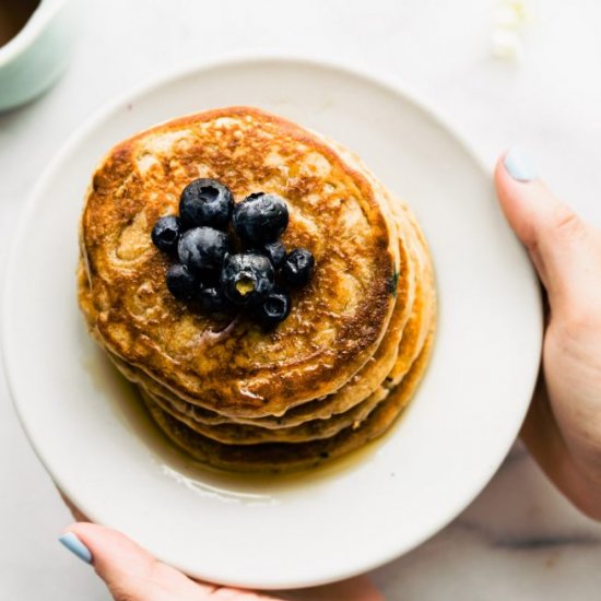 Blueberry Vegan Protein Pancakes