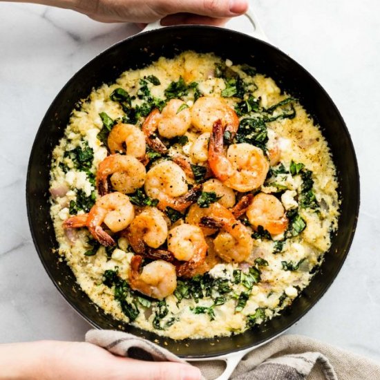 Cauliflower Risotto Shrimp Skillet