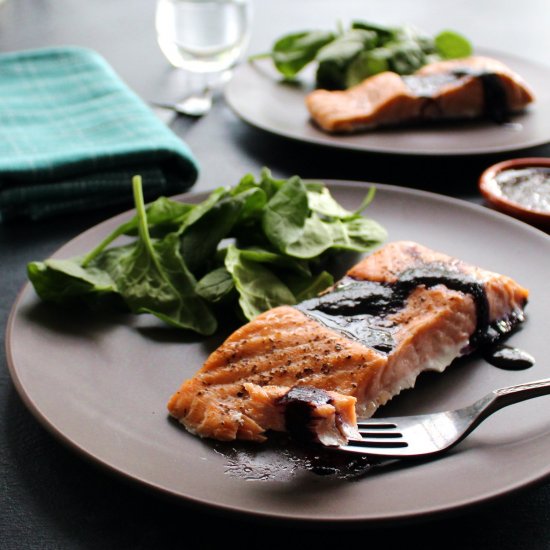 Salmon with huckleberry vinaigrette