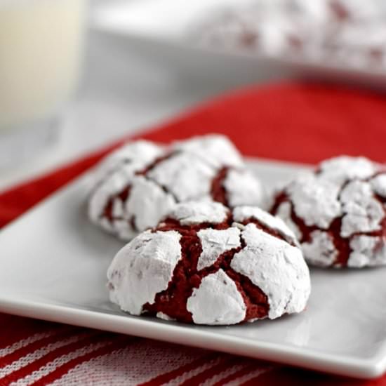 GF Red Velvet Crinkle Cookies