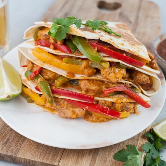 Chicken fajita quesadillas