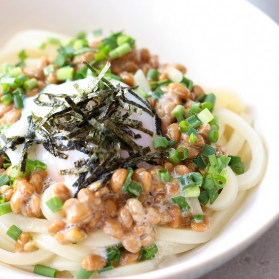 Chilled Natto Udon Noodle Bowl