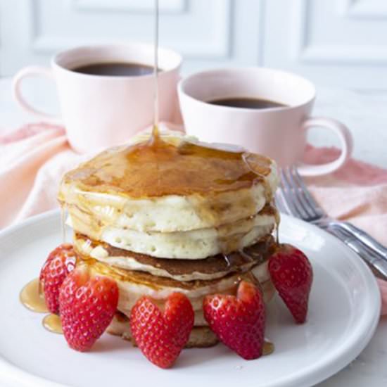 Strawberry Heart Valentine Pancakes