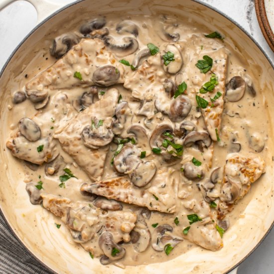 Tempeh Marsala with Mushrooms