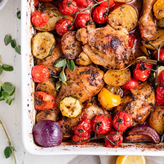 Mediterranean One Pan Baked Chicken