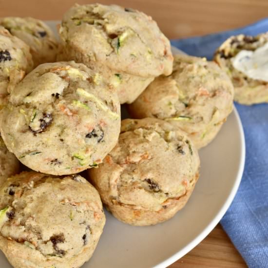 Carrot Zucchini Raisin Muffins