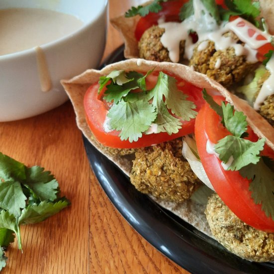 Baked Falafel Creamy Tahini Sauce