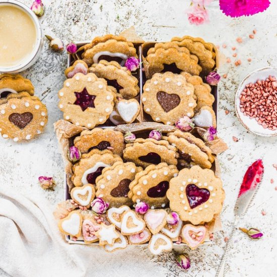 Malted Vegan Linzer Cookies