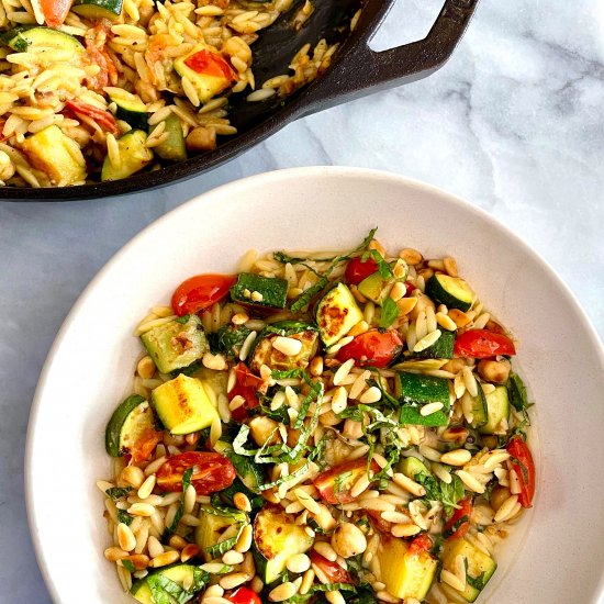 lemony herb orzotto with chickpeas