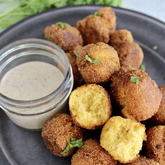 Green Chile Hush Puppies with Aioli