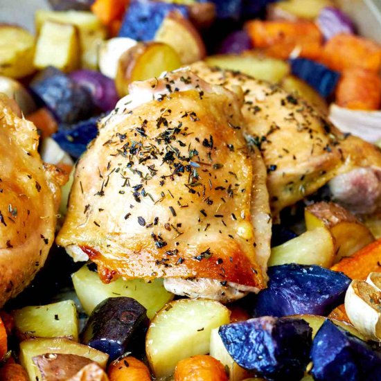 Wine Roasted One Pan Chicken