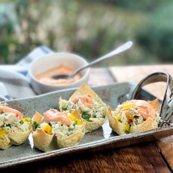 Spicy Crab Salad Wonton Cups