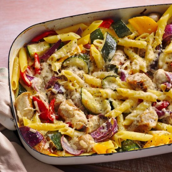 Creamy sausage pasta bake