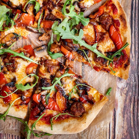 Sausage mushroom pepper pizza