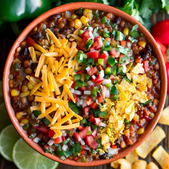 Slow Cooker Lentil Taco Chili