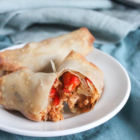 bbq chicken cheesesteak egg rolls