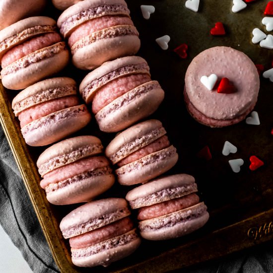 strawberry champagne macarons