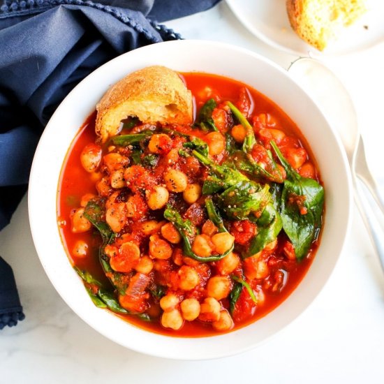 Spanish Chickpea Stew with Spinach