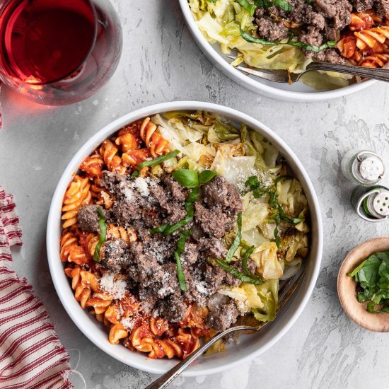 Beef and Cabbage Pasta Bowls