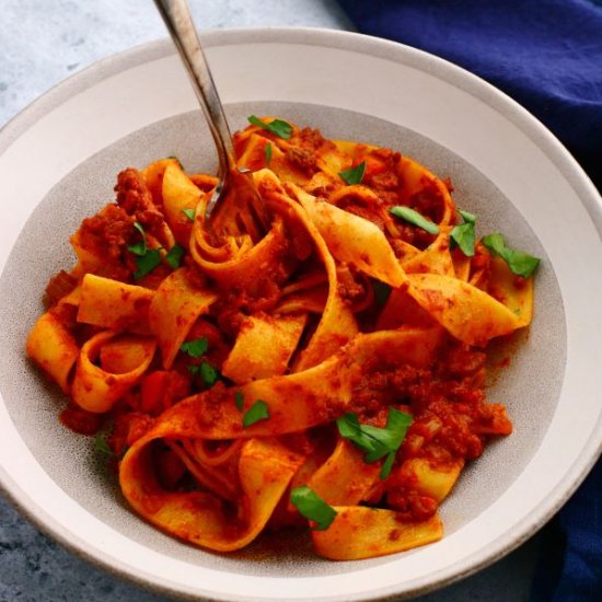 Slow Cooked Pappardelle Bolognese