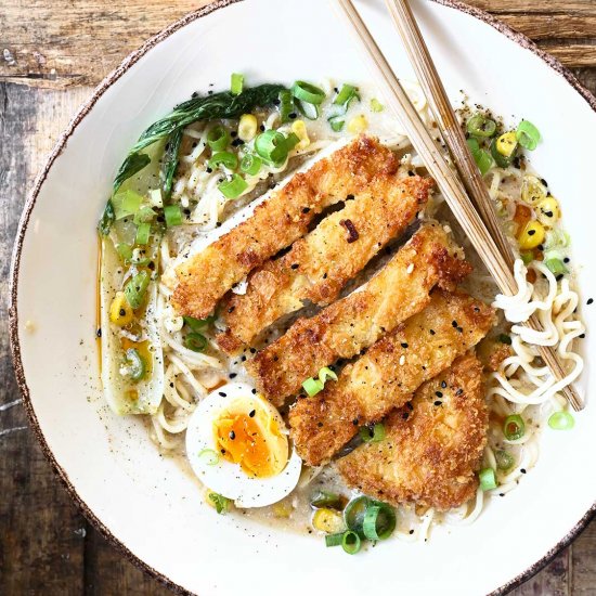 Garlic Chicken Katsu Noodle Bowl