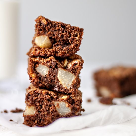 Pear and Hazelnut Brownies