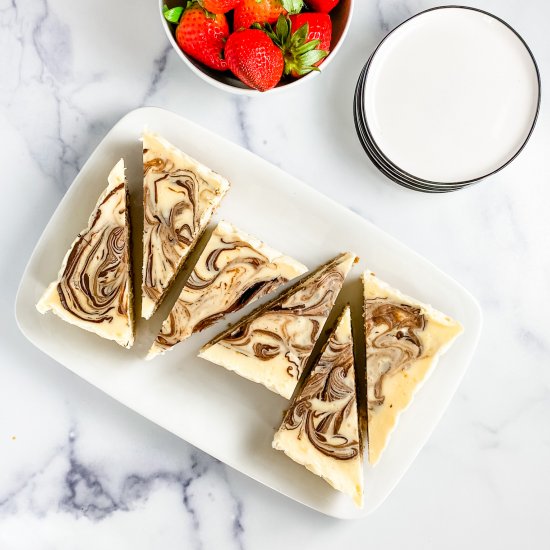 loaf pan swirl cheesecake