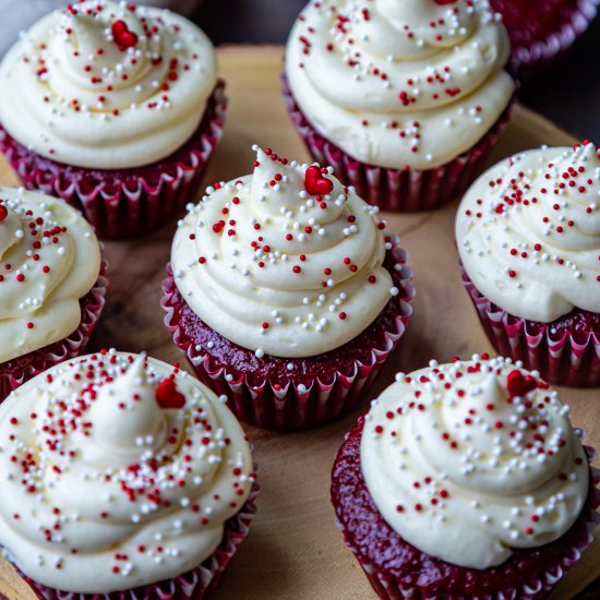 Eggless Red Velvet Cupcakes