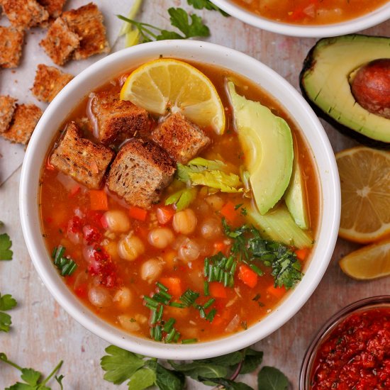 easy chickpea harissa soup