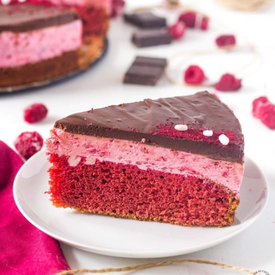 Red Velvet Raspberry Mousse Cake