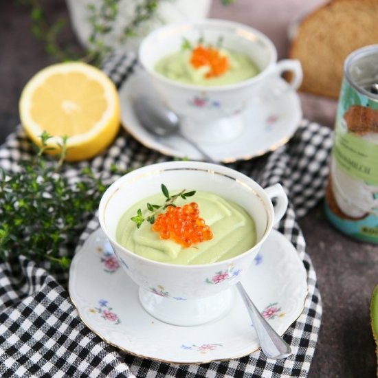 Warm Avocado Soup with Trout Caviar