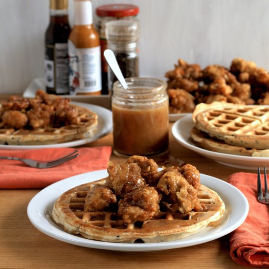 chicken karaage and waffles