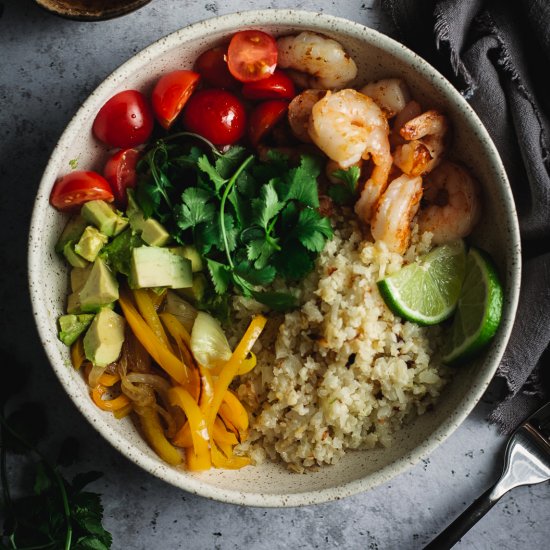 Keto Air Fryer Shrimp Fajita Bowl