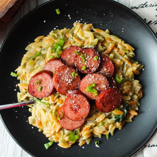 Cheesy and Creamy Sausage Orzo