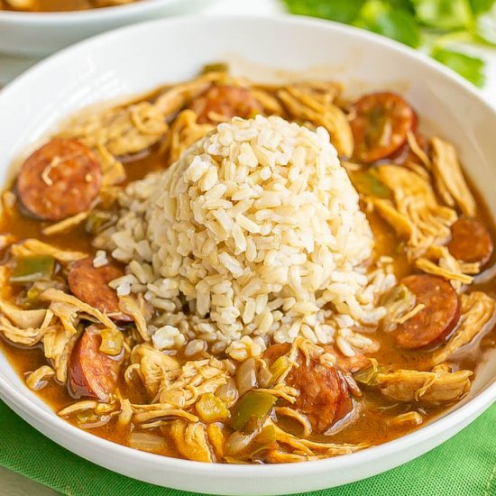 Chicken and sausage gumbo