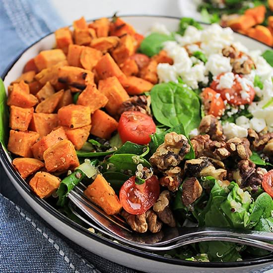 SWEET POTATO QUINOA SALAD & SPINACH