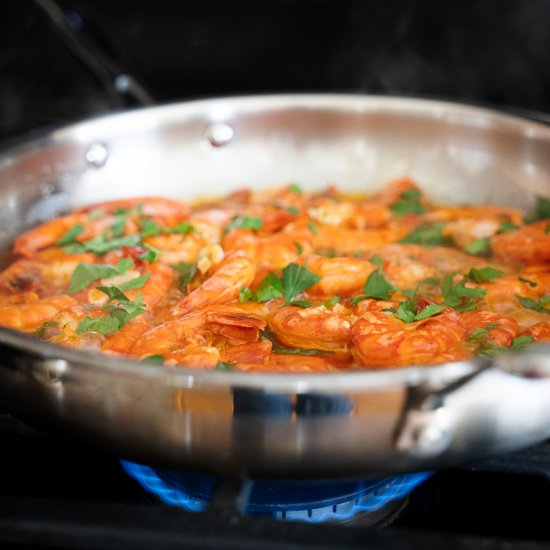 Portuguese shrimp in wine & garlic