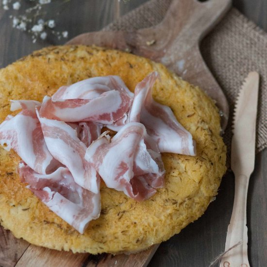 pan-fried chickpea focaccia