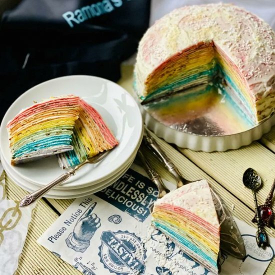 Easy Rainbow Crepe Cake