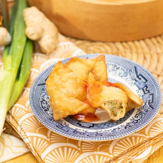 Spicy Ginger-Scallion Crab Wontons