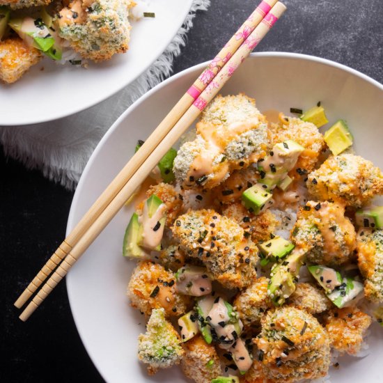 Baked Vegetable Tempura Sushi Bowls