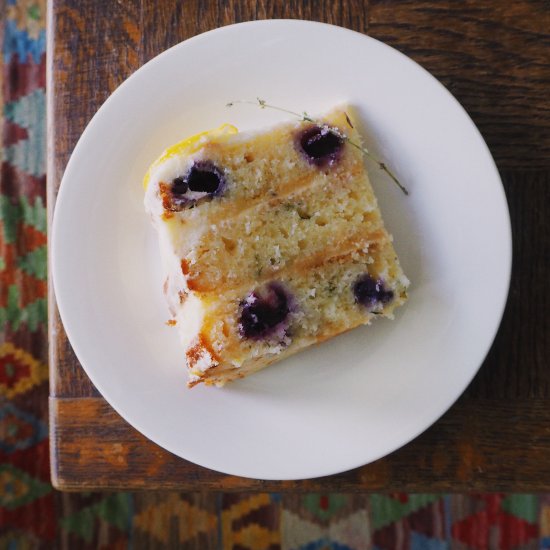 Blueberry lemon thyme cake