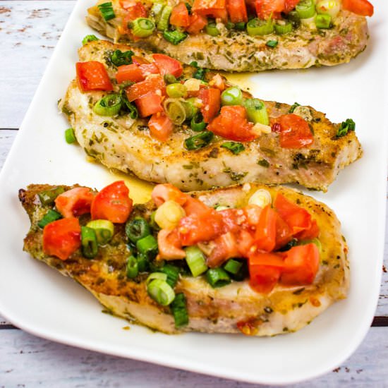 Pork Chops w/ Tomato & Green Onion