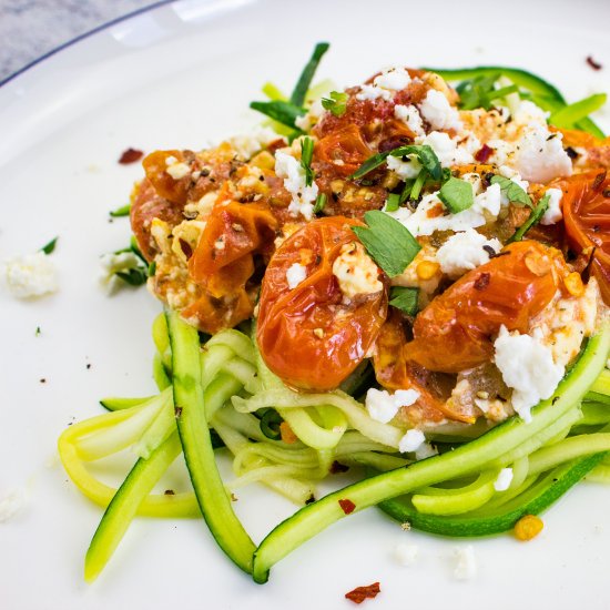 Baked Feta with Zucchini Noodles