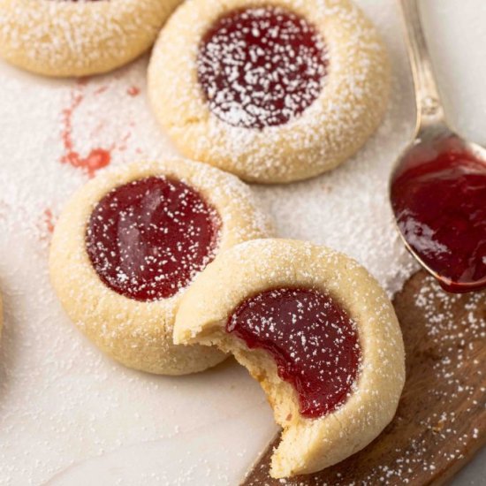 Almond thumbprint cookies with jam