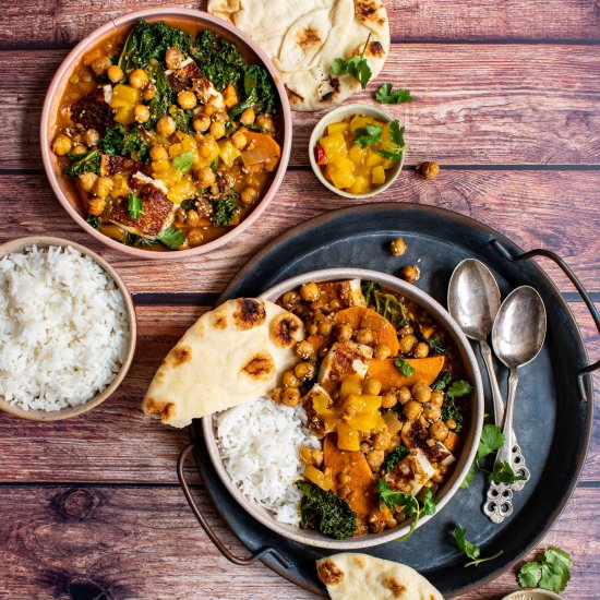 Sweet potato lentil halloumi curry