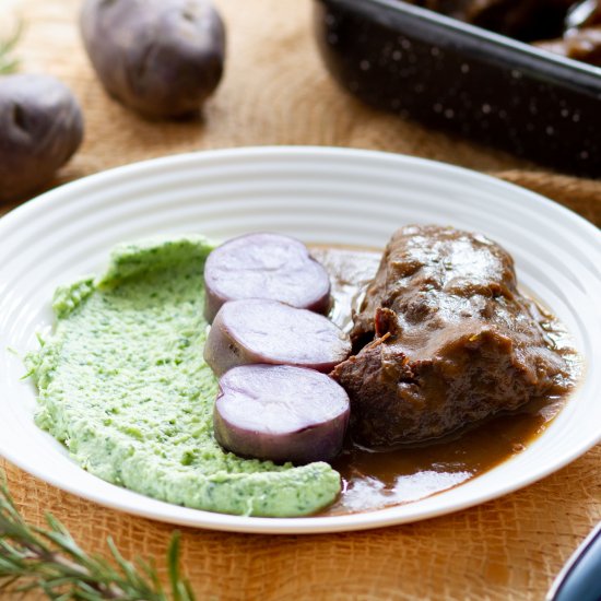 Slow cooked beef cheeks