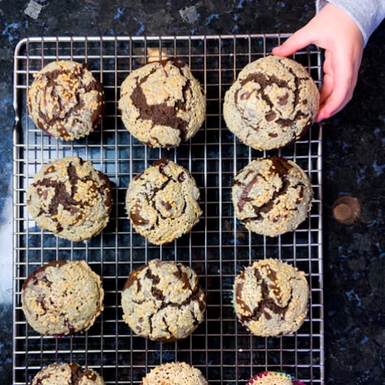 Chocolate Banana Tahini Muffins