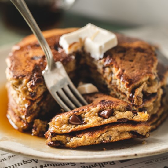 Healthy Chunky Monkey Pancakes